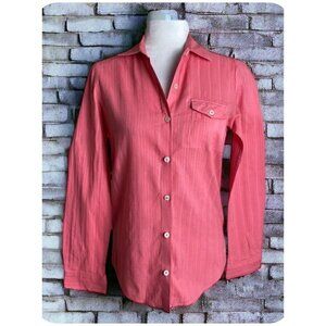 Volcom Pink 100% Cotton Button Down Shirt w Lace Back Yoke Western Womens Size S